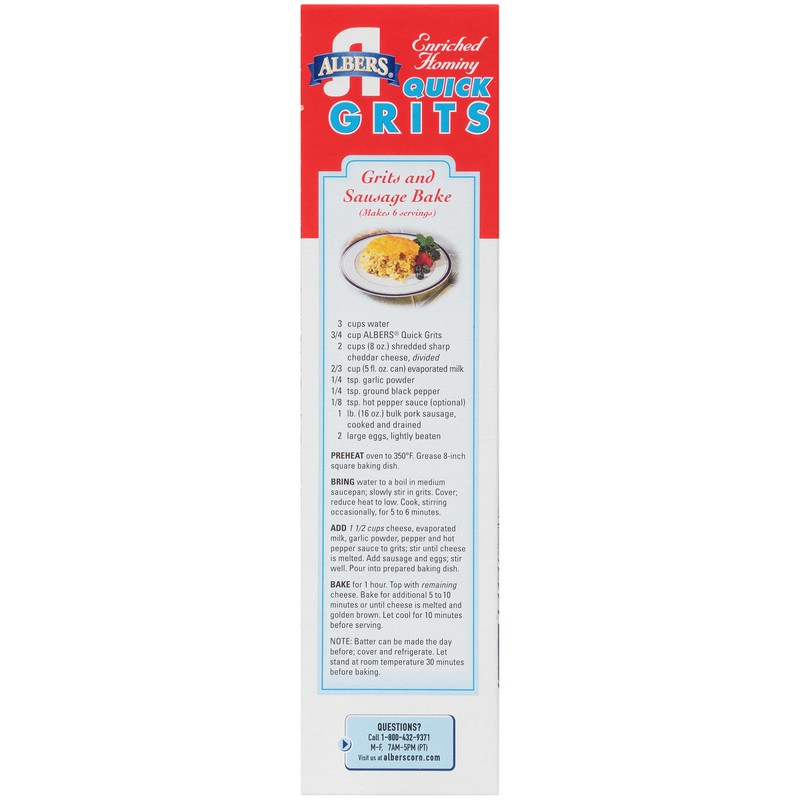 Albers Enriched Hominy Quick Grits, Naturally Low in Fat, 40
