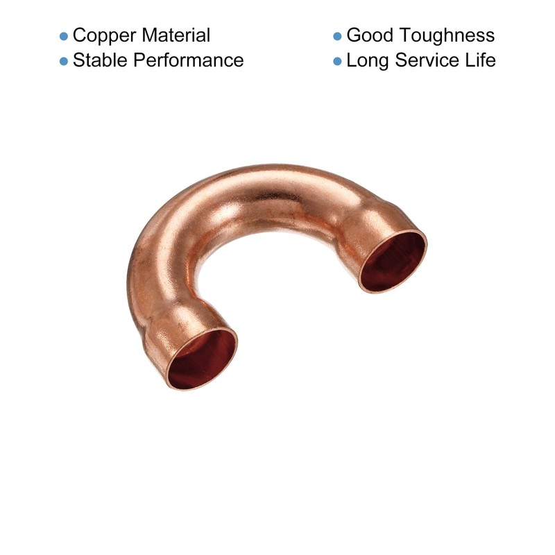 sourcing map U Shape Elbow 180 Degree Copper Pipe Fitting