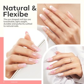 modelones Gel Nail Kit Medium Oval Gel Nail Tips, 9-in-One Nail Glue with Portable U V Nail Lamp, 216Pcs 12Sizes Press On Acrylic False Nails Tip Nail Extension DIY Nails Art Gift for Women