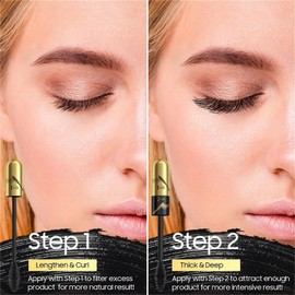 4D Silk Fiber Lash Tubing Mascara, Waterproof 2-1 Defining and Lengthening Mascara for Dramatic Lashes, Smudge-Proof, Hypoallergenic, Easy to Apply & All Day Full (Pack of 1)