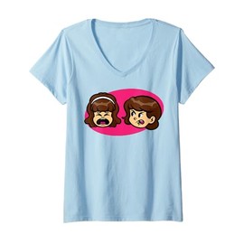 Womens Wahhh! Cartoon Girls Arguing Characters For Kids V-Neck T-Shirt