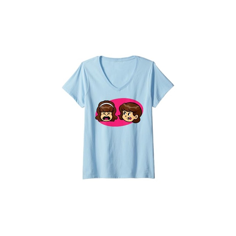Womens Wahhh! Cartoon Girls Arguing Characters For Kids V-Neck T-Shirt
