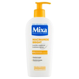 Mixa Moisturising Body Lotion for Dry and Dull Skin, Hydrated Skin for 48H, Radiant and Even, with 4% Niacinamide, Vitamin Cg and Shea Butter, Niacinamide Bright, 400 ml