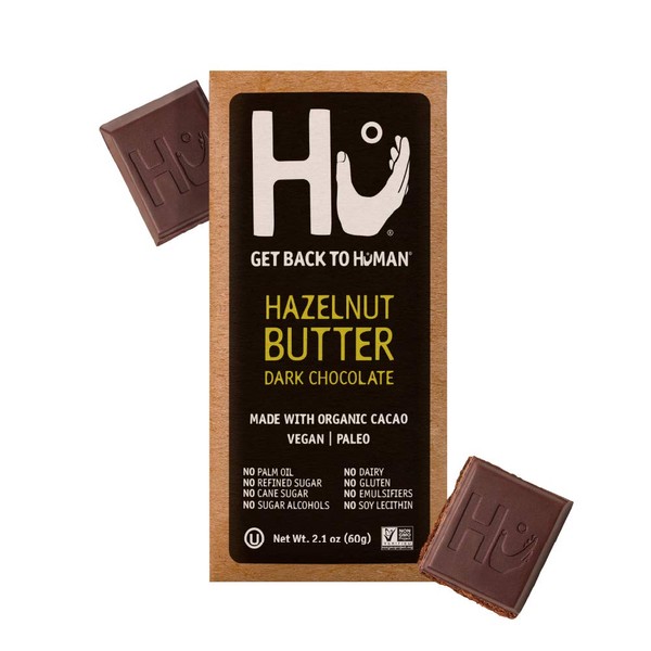 Hu Chocolate Bars | 8 Pack Hazelnut Butter Chocolate | Natural Organic Vegan, Gluten Free, Paleo, Non GMO, Fair Trade Dark Chocolate | 2.1oz Each