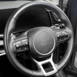 FUEISOF Carbon Fibre Style Steering Wheel Button Cover Trim for Kia Sportage NQ5 2023 2024 – ABS Interior Frame Decoration (Carbon)