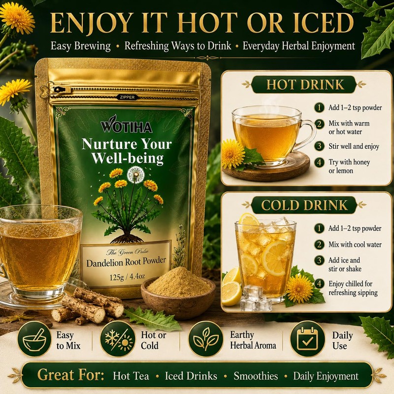 WOTIHA Dandelion Root Powder 4.4oz (125g) - 100% Natural &