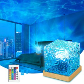 Ocean Wave Projector Lamp, Water Ripple Lamp Night Light, 16 Colors Luminorthe Cube Lamp for Party Mood Lighting with Remote Control, Ocean Aurora Lamp for Girls Bedroom Gifts