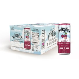 Virgil's Zero Sugar Black Cherry Soda - Tang Bold Flavor - Zero Calorie - 12oz Slim Cans, 24 Pack