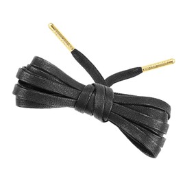 Loop Queen Shoelaces 1 Pair Flat Cotton Shoe Laces with Gold Tips, Black, 5-6 Eyelets / 114cm / 45"