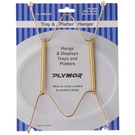 Plymor Gold Finish Wall Mountable Tray and Platter Hanger, 8.25" H x 4.75" W x 0.875" D (for Trays or Platters 10" - 16"), Pack of 3