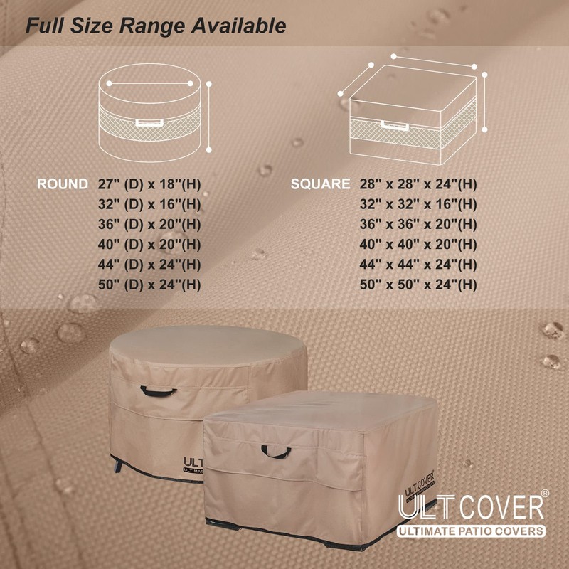 ULTCOVER Patio Fire Pit Table Cover Square 28 inch Outdoor