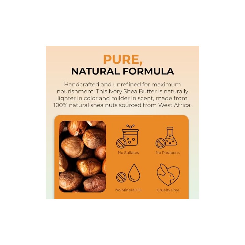REAL African Shea Butter Pure Raw Unrefined From Ghana "IVORY"