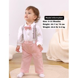 A&J DESIGN Baby Easter Outfit Boy Infant Wedding Gentleman Formal Dress Valentine Suit Pink 3-6 Months