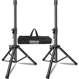 GZGDLJQ Heavy Duty Speaker Stands Pair LED Multi Colors, DJ Speaker Tripod Stands Adjustable Height 40-67 Inch, 35mm Compatible Insert, with Safety Pin, Support 66 LB