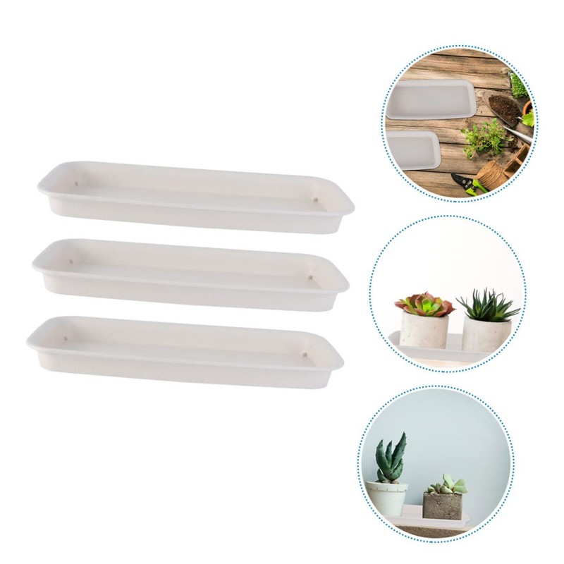VICASKY 3pcs Plastic Flowerpot Water Trays Rectangular Potted Plant Bases