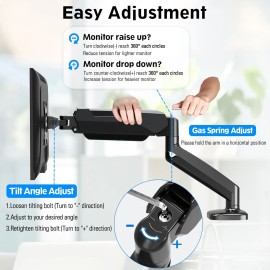 Mountup Single Monitor Desk Mount, Adjustable Gas Spring Monitor Arm S