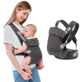 IULONEE Baby Carrier Wrap Ergonomic Baby Carrier Newborn to Toddler Adjustable Infant Front & Back Backpack Carry Toddlers Carrier Sling for Newborn Dark Grey
