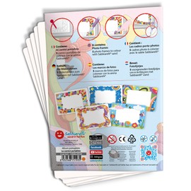 Sabbiarelli Sand-it For Fun Album Die Picture Frames: 5 Pre-Glued Paper, for Painting with Sand (Sand Not Included), Sand Pictures for Children from 5+