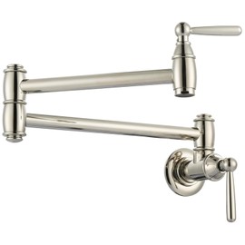 Pot Filler Faucet Polished Nickel: ARCORA Modern Pot Filler Wall Mount Kitchen Folding Faucet 2 Handle with Double Joint Swing Arms Brass Stove Faucet