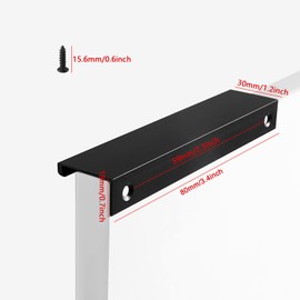 10 Pcs Concealed Drawer Handles with Screws, Aluminium Alloy Cupboard Handles Black Matt, Back Mount Finger Edge Pull for Wardrobe Kitchen Cabinet Drawer