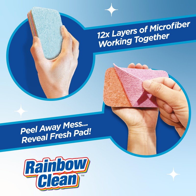RAINBOW CLEAN Multilayered Microfiber Cleaning Pads – 2 Pack of