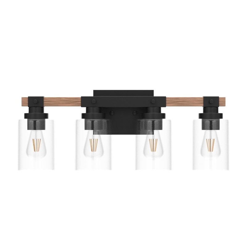 Amico Farmhouse Bathroom Vanity Light Fixtures,Rustic 4-Light Industrial Painted Wood
