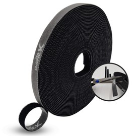MatoSan® 10m Klett Kabelbinder - Zuschneidbares Klettband für Kabelmanagement - Klettbandrolle 10mm Breit - Wiederverwendbarer Kabel-Organizer mit Klettverschluss für Schreibtisch und Büro (Schwarz)