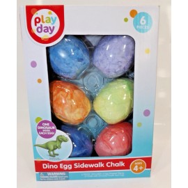 Play Day Dino Egg Sidewalk Chalk 6 Piece Set with One Dinosaur Inside Each Egg T. Rex