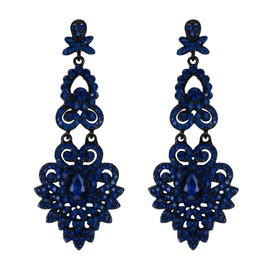 EVER FAITH Women's Earrings Crystal Wedding Vintage Party Dinner Style Floral Leaf Chandelier Dangle Earrings, Crystal, Cubic Zirconia