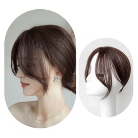 Air Bangs Hair Extensions Natural Hairs Extensions Hairpieces for Women Girl Bang Hairpieces with Thinning-Hair for All Face Type (dark brown)