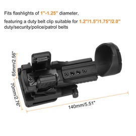 HARFINGTON Flashlight Holder Rotatable Torch Light Carry Case Fits 1"-1.25" Dia. Flashlight with Duty Belt Clip for Police Work Guard