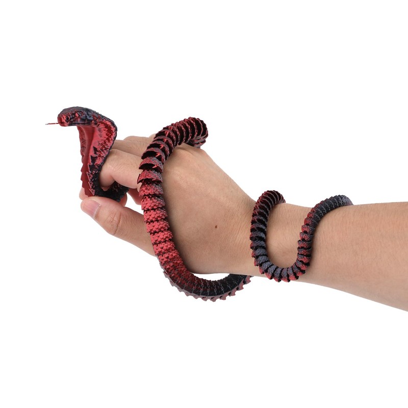 NQEUEPN 3D Printed Snake, PLA 3D Printed Cobra Black Red
