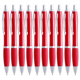 NIPORO 50 Ballpoint Pens Black Ergonomic with Non-Slip Grip Zone and Large Refill in Blue (Red)