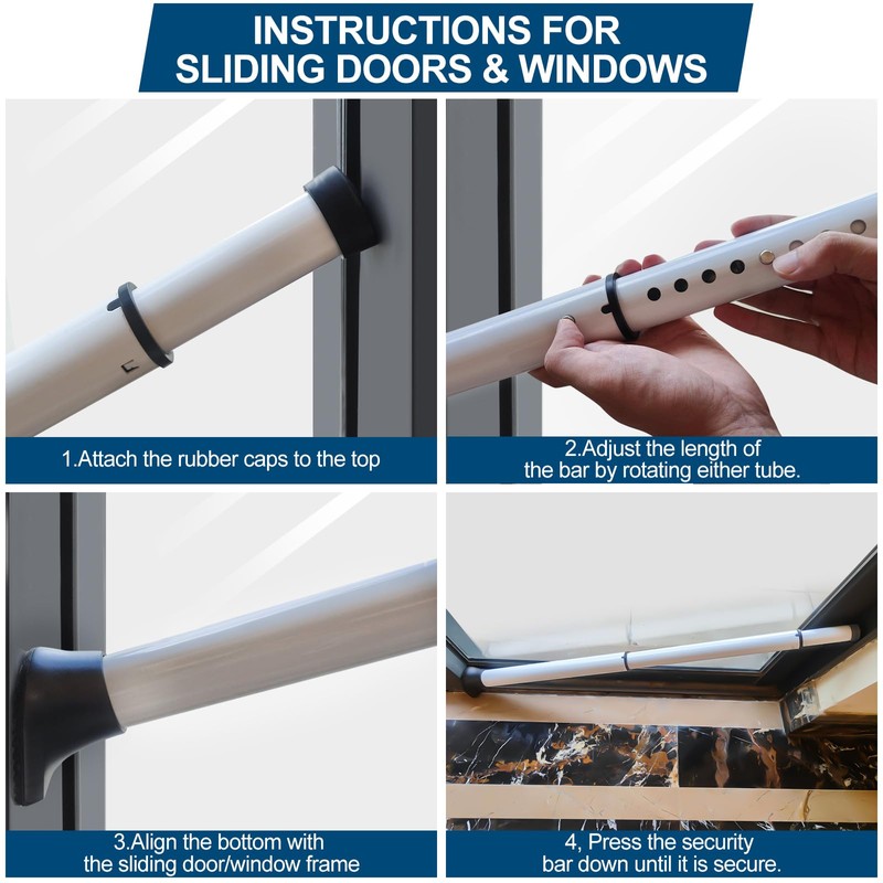Rerishom Door Security Bar, Door Stoppers Security bar,Heavy Duty Door