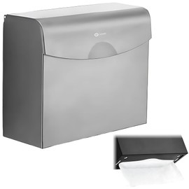 Mellbo Paper Towel Holder, Wall Mounted, Paper Towel Case, Large Capacity, Fully Opened, Replaceable, Stainless Steel, Includes Mounting Screws, Gray