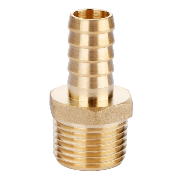 U.S. Solid Brass Hose Fitting, Adapter, 1/2" Barb x 1/2" NPT Male Pipe Fittings
