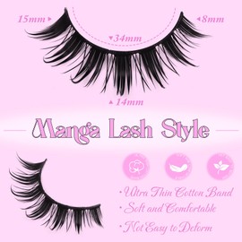 False Eyelashes Manga Lashes Spiky Fake Lashes Anime Lash Strip Natural Look False Lashes Faux Mink Wispy Eyelashes 3D Volume Eyelash Extensions 9 Pairs Pack by zanlufly