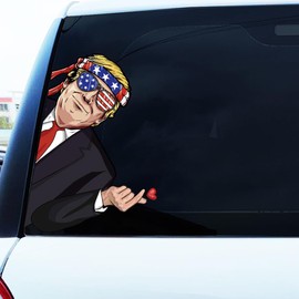 Iprokiu Trump Car Sticker Car Window Decal Waterproof Vinyl Peeking Car Decal Trump 2024 Sticker Vehicle SUV Laptop Wall Car Decoration Funny Trump Sticker (Left Side)