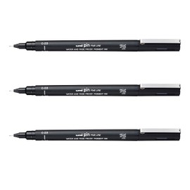 Uni Pin Fineliner Drawing Pen - Black - 0.03mm - Pack of 6