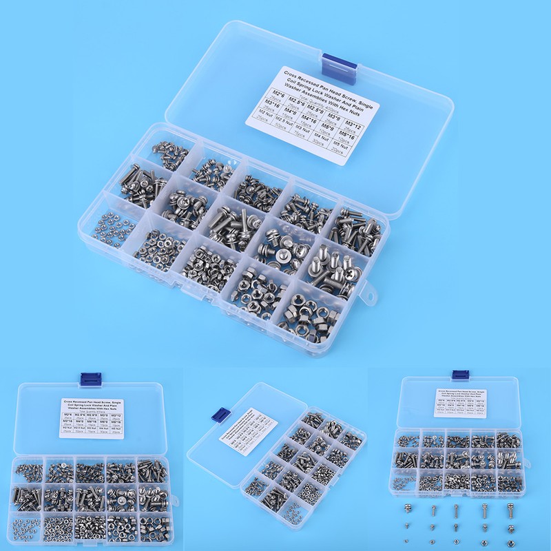 400pcs M2 M2.5 M3 M4 M5 Cross Pan Head Screws