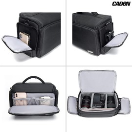 CADeN Compact Camera Shoulder Crossbody Bag Case Compatible for Nikon, Canon, Sony SLR/DSLR Mirrorless Cameras and Lenses Waterproof (1.0 L, Black)