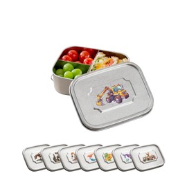 Baffect Brotdose Edelstahl, Tragbare Auslaufsichere Brotdose Schule mit 3 Fächern und 2 Seitenverschlüssen, Spülmaschinenfeste Brotdose Klein mit Aufklebern für Kinder (850ml/30oz.)