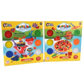 Globo Toys Globo – 37681 50 gm kidea Pizza und Cupcake Topf Soft Clay Set mit Zubehör (6-teilig)