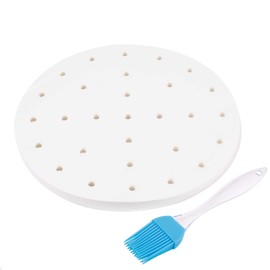 Flexzion Air Fryer Perforated Parchment Paper Sheets Liners, 9 Inch (200 Sheet) for 5.3 5.8 QT AirFryer, Bamboo Steamer Basket, Baking Paper, Microwave, Oven Non-Stick Cooking