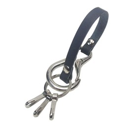 [highstyle] Tochigi Leather Key Chain, Men's, Women's, Made in Japan, Tochigi Leather, Carabiner & 3 Hook Long Key Holder, navy