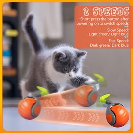 Speedy Tail 2.0,Speedy Tail Cat Toy,Smart Interactive Cat Ball Toy for Indoor Cats with 3 Tails 2 Speeds,Obstacle Avoidance Smart Cat Toys for Keep Them Busy for Small/Medium/Large Cats (Orange)