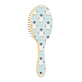 Wooden Hair Brush, Happy Penguin Animal Hairbrush for Long Short Curly Thick Thin Hair,Women Men Boys Girls Hair Brush