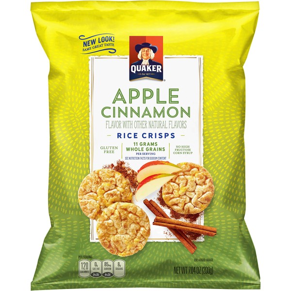 Quaker Rice Crisps, Apple Cinnamon, 7.04 oz Bags, 4 Count (Packaging May Vary)