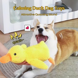 Mellow Dog Calming Duck, Calming Duck Dog Toy Bright Yellow, Mellow Dog Calming Duck, Quack-Quack Duck Dog Toy Stuffed Calming Duck Chew Toys for Dogs Indoor Puppy
