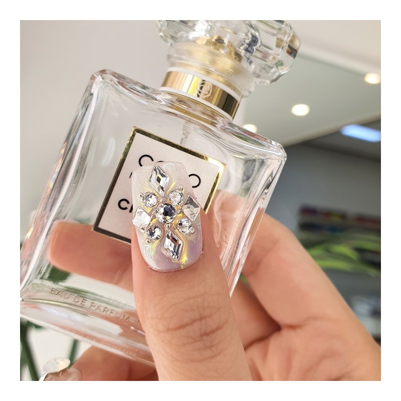 Crystal Snowflake Handmade Nail Tips - Ballerina L / 크리스탈